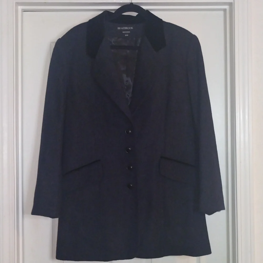 BRAEBROOK women’s 100% WOOL Riding Jacket Velvet collar‎ Fully lined Size 13/14